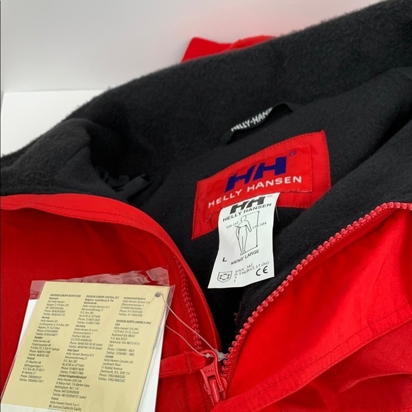 Helly Hansen Storm Jacket coat fleece lined zipper True red men nylon new Large - Picture 4 of 5